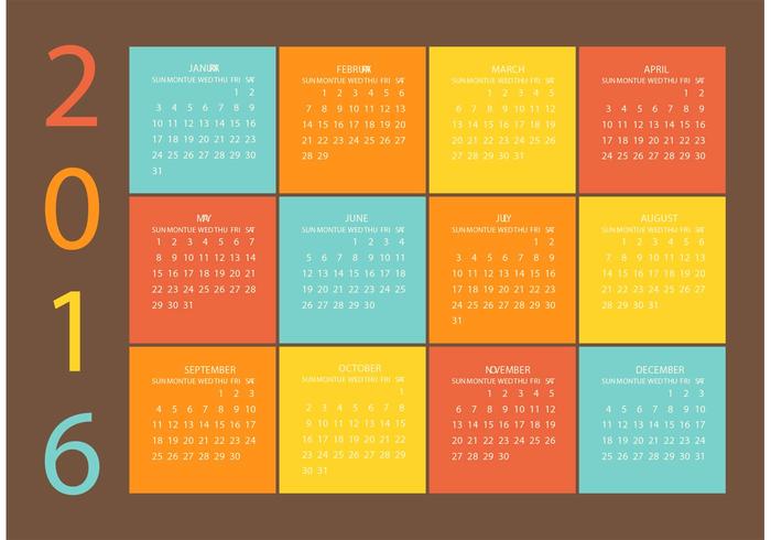 700x490 Free Vector Grid Calendar 2016