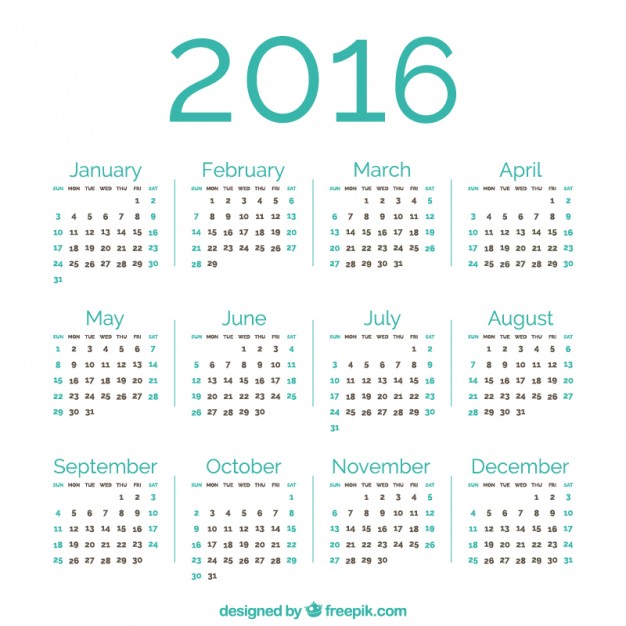 626x626 Green 2016 Calendar Vector Free Download
