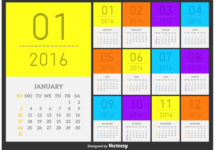 700x490 Vector Calendar 2016 Minimal Style