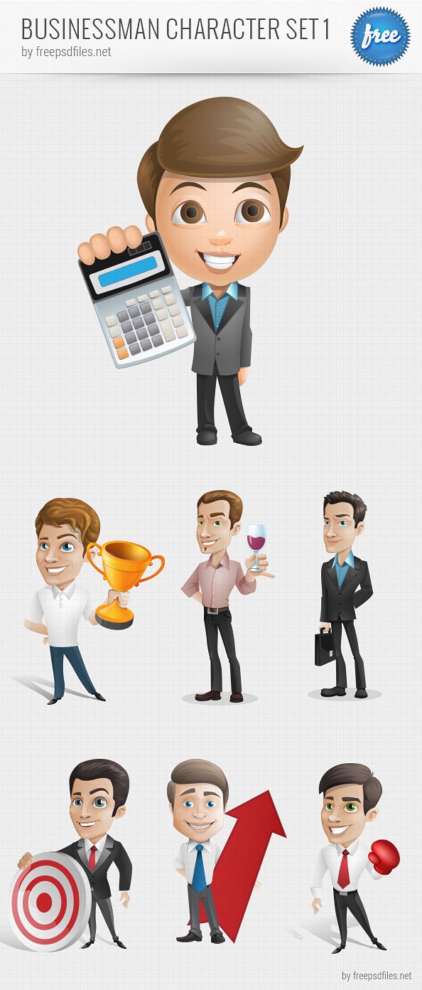 594x1392 Businessman Vector Character Set 1