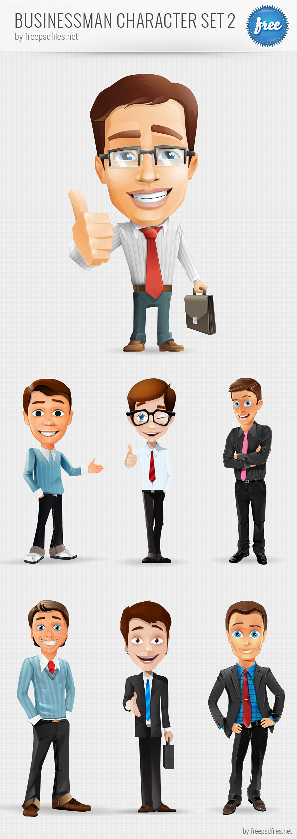 594x1674 Businessman Vector Character Set 2