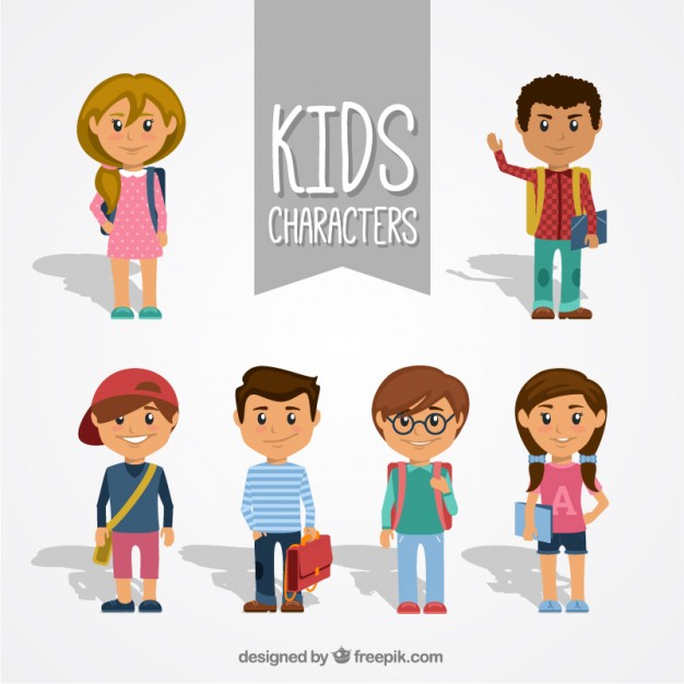 626x626 Collection Of Kid Characters Vector Free Download