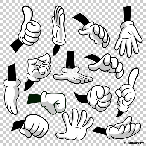 500x500 Cartoon Hands With Gloves Icon Set Isolated On Transparent