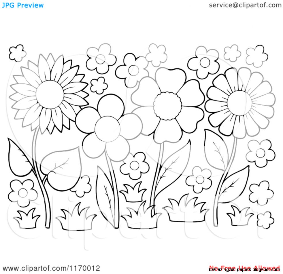 982x952 Flower Garden Clip Art Black And White Amazing Wallpapers