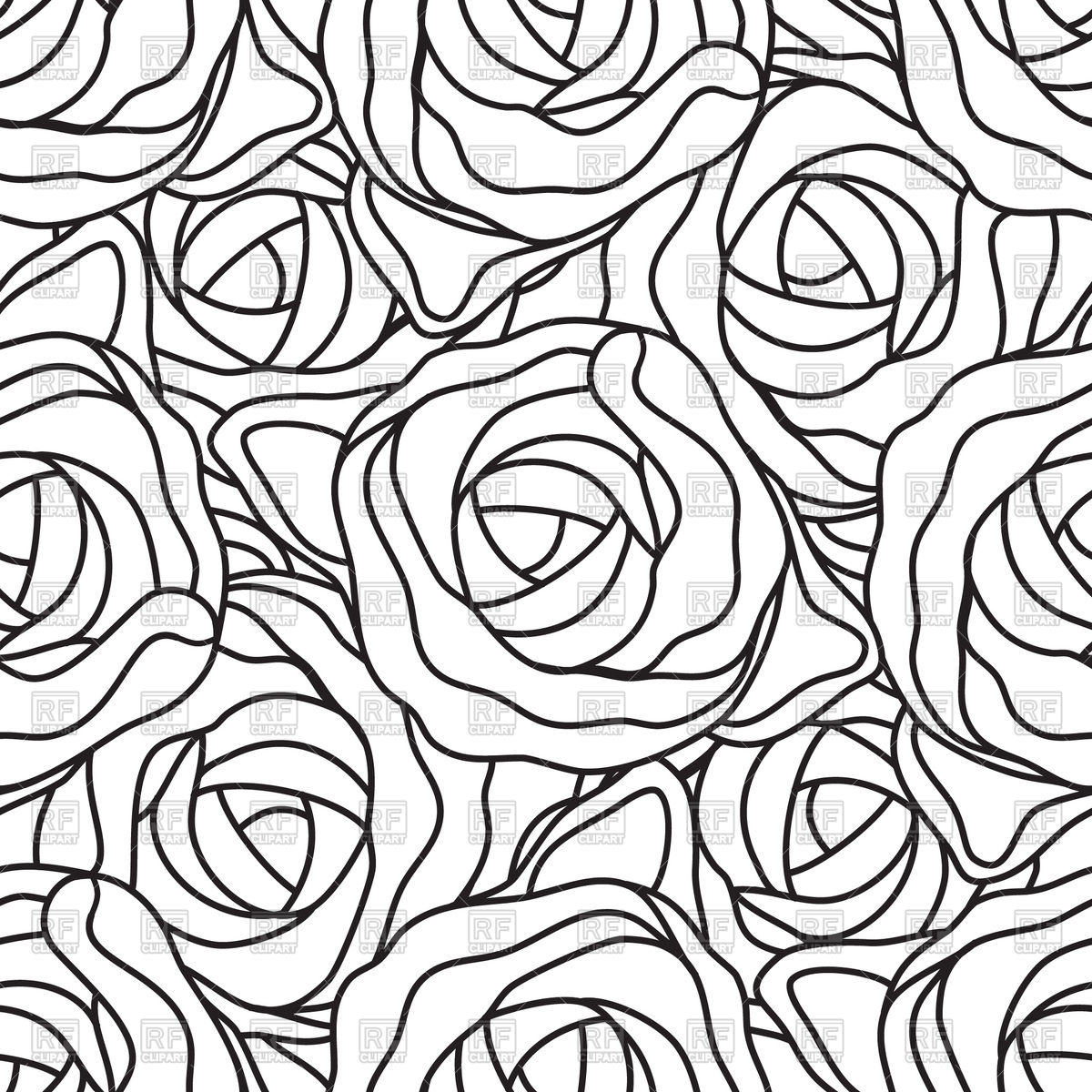 1200x1200 Graphic Stylized Roses Seamless Pattern In Black And White Colors