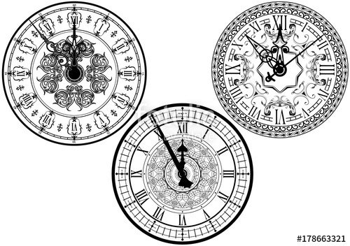 500x352 Clock Faces With Ornamental Decoration
