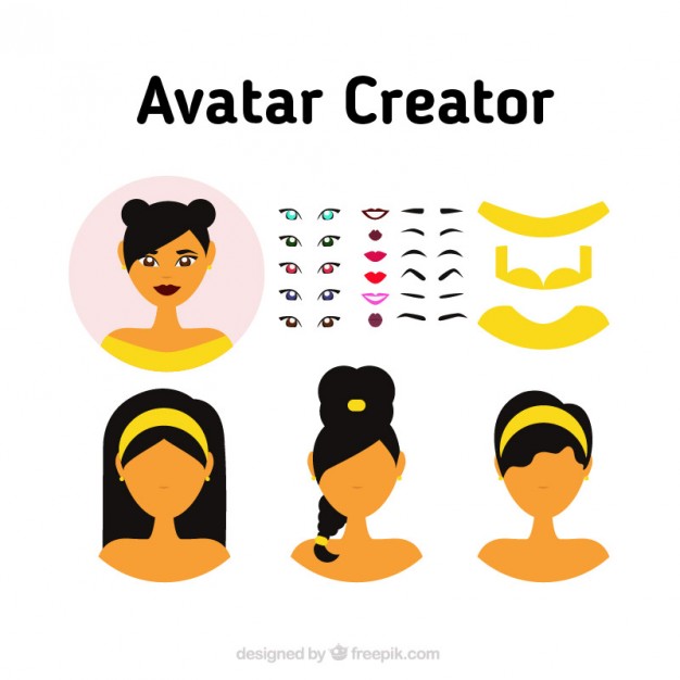 626x626 Female Avatar Creator Set Vector Free Download