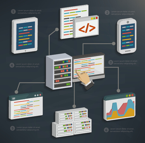 479x474 Business Server And Database Media Vector Template Free Vector In