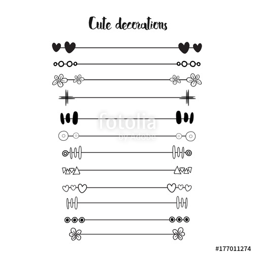 500x500 Modern Text Dividers Set. Vector Decorative Borders. Isolated On