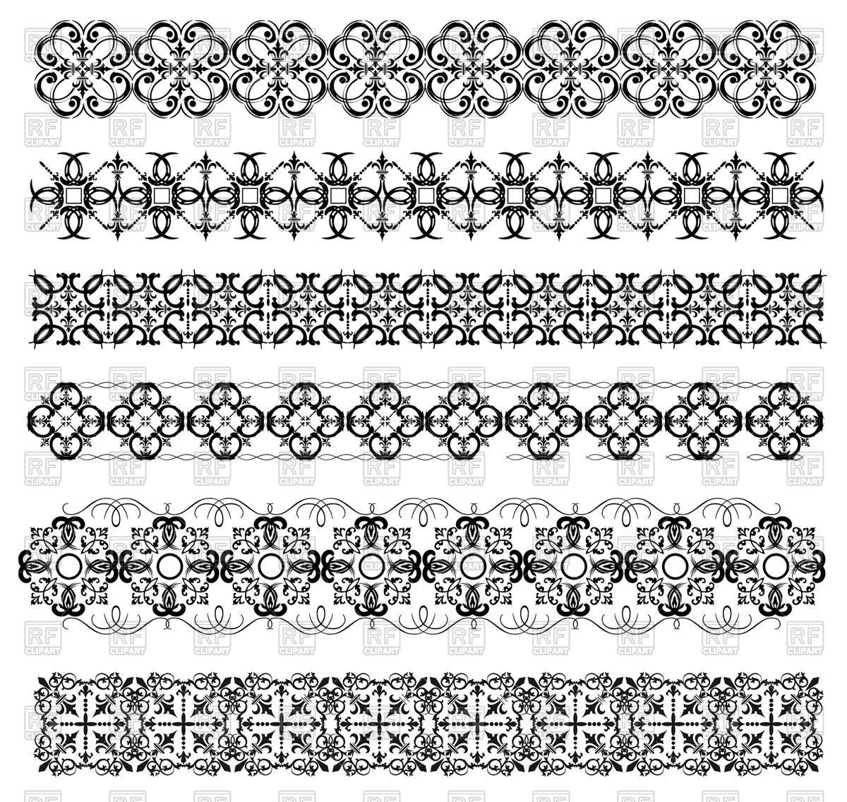 1200x1136 Set Of Horizontal Decorative Borders Vector Image Vector Artwork