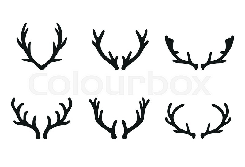 800x547 Vector Deer Antlers Black Icons Set. Deer Logo Design Elements