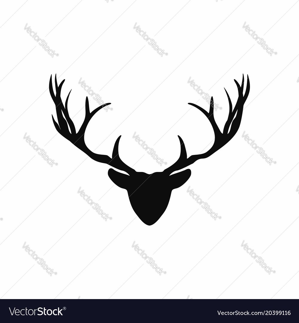 1000x1080 Cheery Deer Head Antlers Silhouette Black Royalty Free Vector Deer