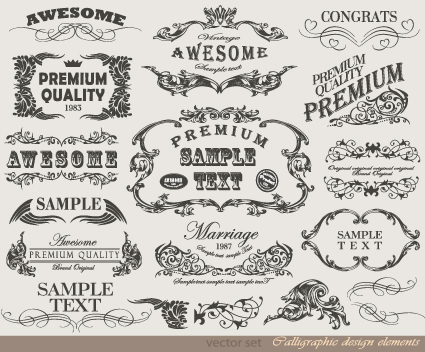 425x352 Retro Calligraphy Design Elements Vector Graphic 04 Free Download