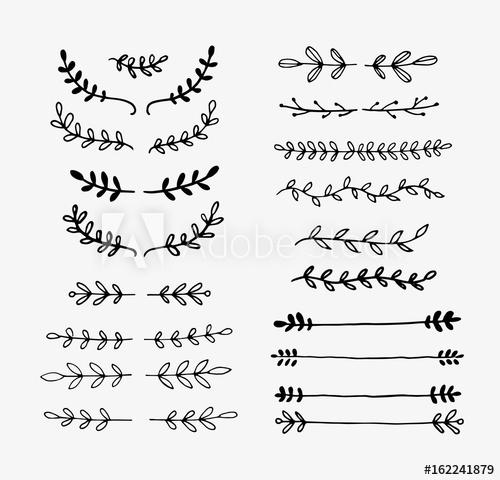 500x480 Hand Drawn Vector Dividers. Lines, Borders And Laurels Set. Doodle