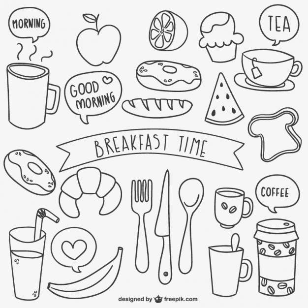 626x626 Breakfast Time Doodles Vector Free Download