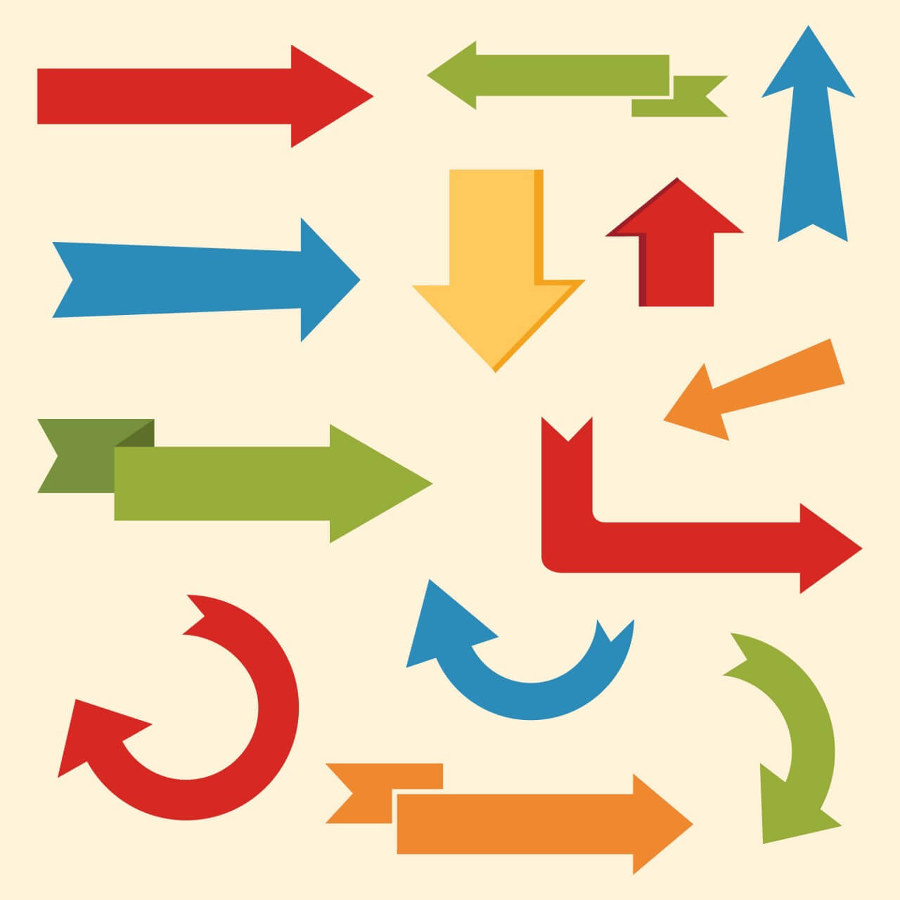 1280x1280 Free Vector Set Of Arrows And Directions, Signs Left, Right, Up Down