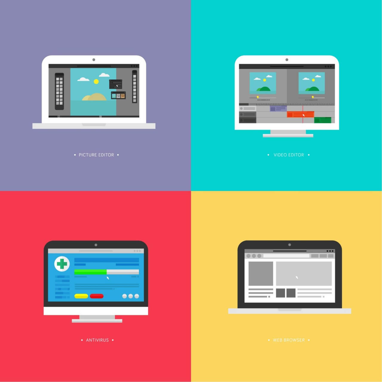 1280x1280 Free Vector Computer Screens Running Programs (Picture Editor