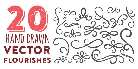 580x290 Freebie Hand Drawn Vector Flourishes