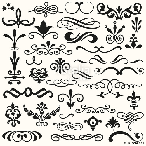 500x500 Set Vector Flourishes. Calligraphic