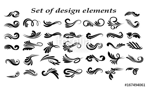 500x300 Swirly Line Curl Patterns Isolated On White Background. Vector