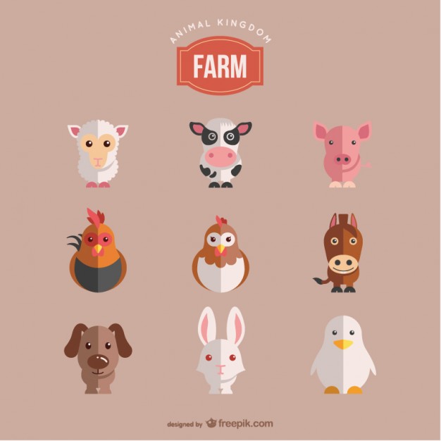 626x626 Farm Animals Set Vector Free Download