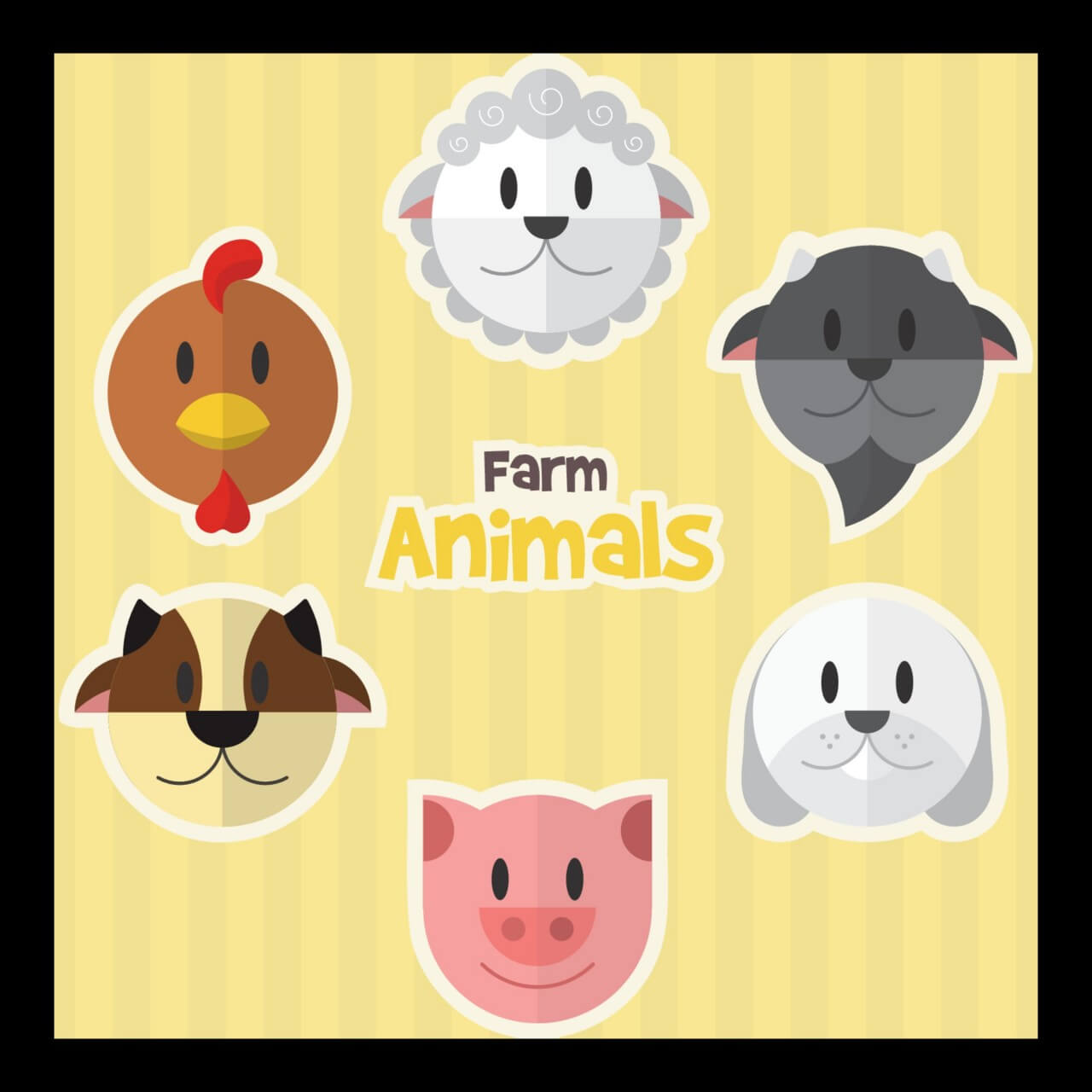 1280x1280 Free Vector Farm Animals