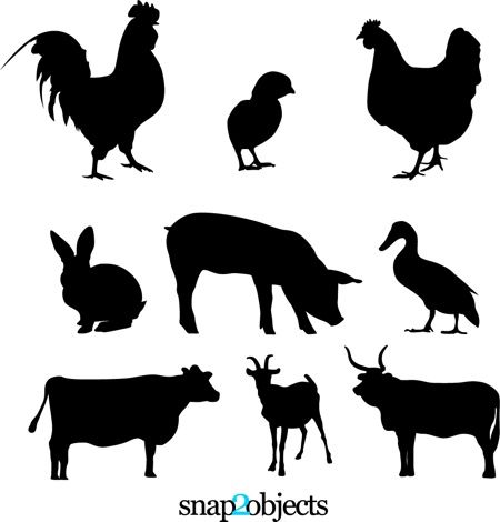 450x470 9 Free Vector Farm Animals Silhouette Cameo