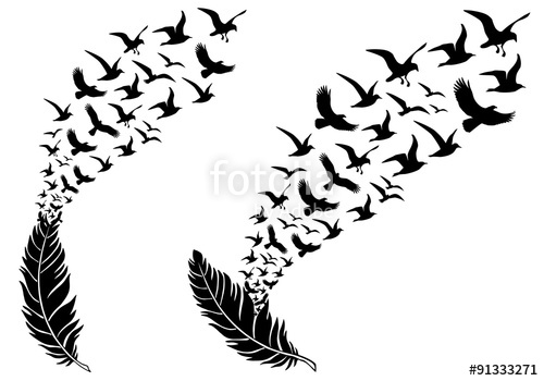 500x350 Feathers With Flying Birds, Vector Stock Image And Royalty Free