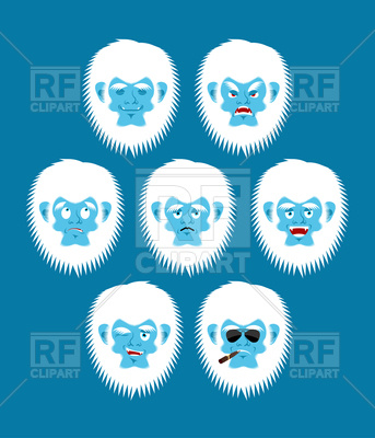 343x400 Set Od Yeti Or Bigfoot Faces Royalty Free Vector Clip Art Image