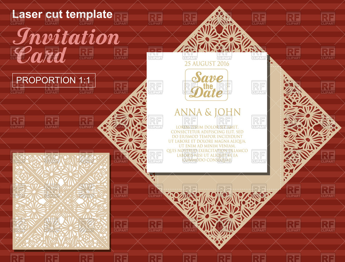 1200x912 Die Laser Cut Wedding Card Template