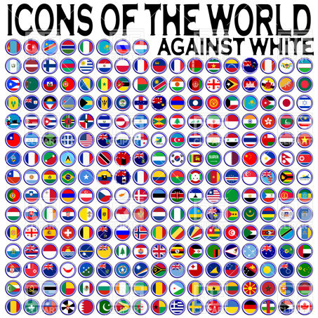 453x453 Round Buttons With Flags Of The World Vector Image Vector
