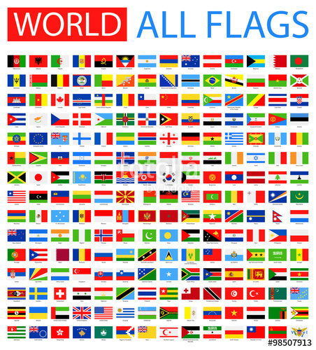 452x500 All World Vector Flags. Vector Collection Of Flat Flags. Stock