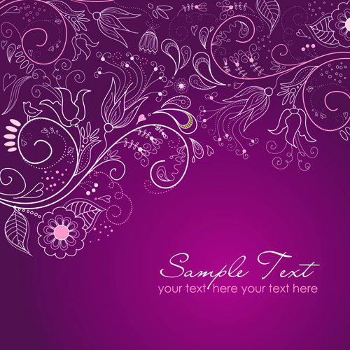 500x500 Hand Drawn Purple Floral Backgrounds Vector 01 Free Download