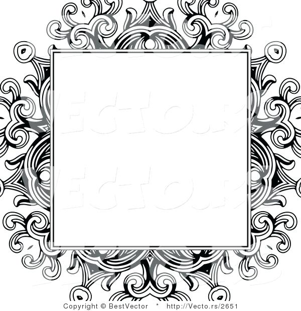 600x620 Floral Design Border Vector Of Formal Blank Box Over A Black