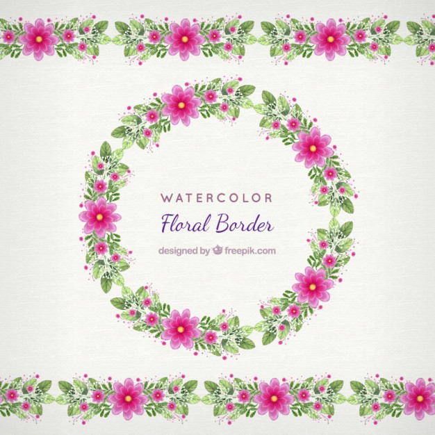 626x626 Floral Border Decoration In Hand Painted Style Vector Free Download