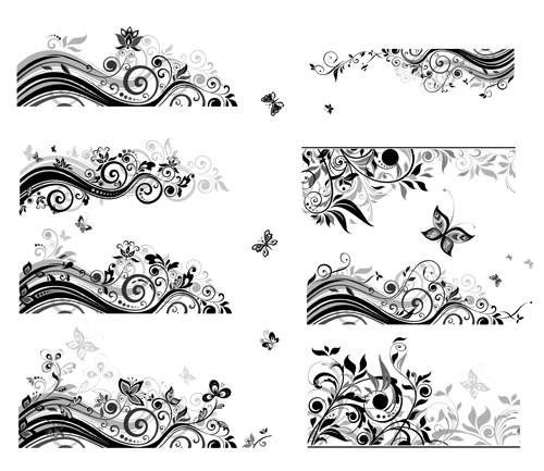 500x433 Floral Border With Butterflies Design Vector Free Download