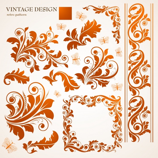 600x600 Border Design Elements Feather Floral Icons Classical Curves Free