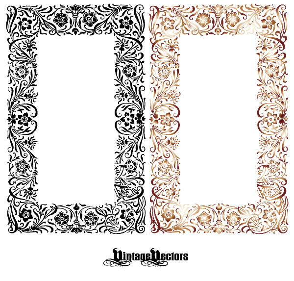 600x573 Massive Collection Of Vintage Vector Graphics Floral Borders