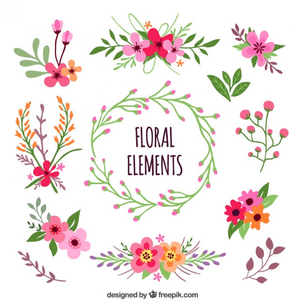 626x626 Floral Elements Vector Free Download