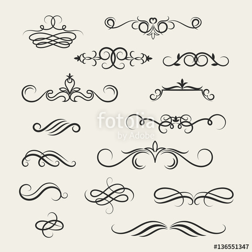 500x500 Flourish Scroll Vector Design Elements. Victorian Ornate