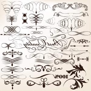 300x300 Stock Illustration Vintage Flourish Swirls Collection Vector