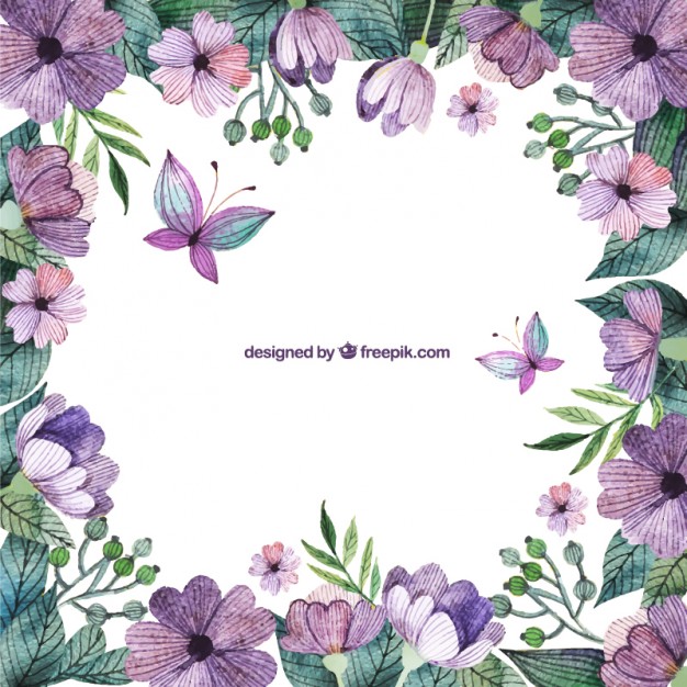 626x626 Purple Flowers Border Vector Free Download