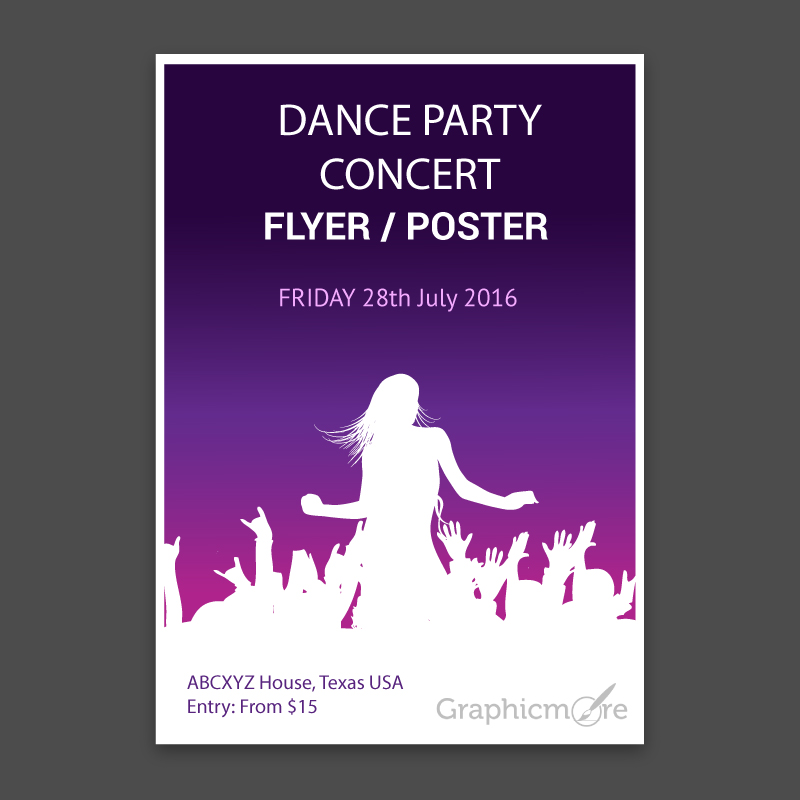 800x800 Concert Party Flyer Or Poster With Gradient Background Design Free