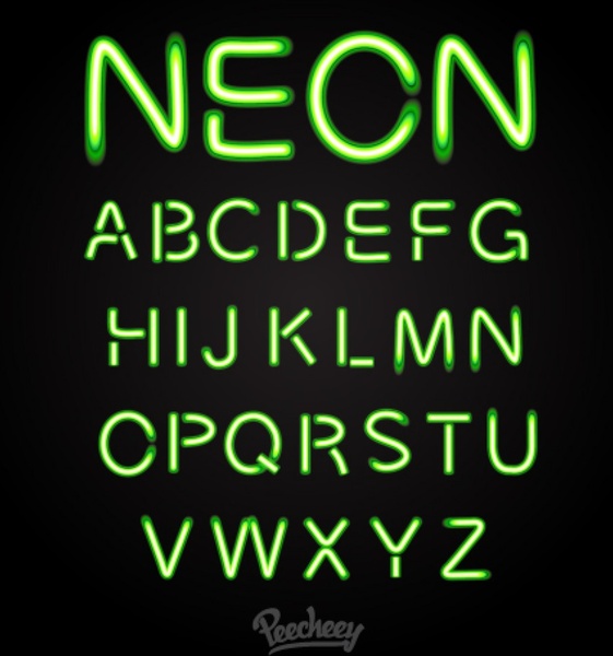 561x600 Green Neon Font Free Vector In Adobe Illustrator Ai ( .ai ) Vector