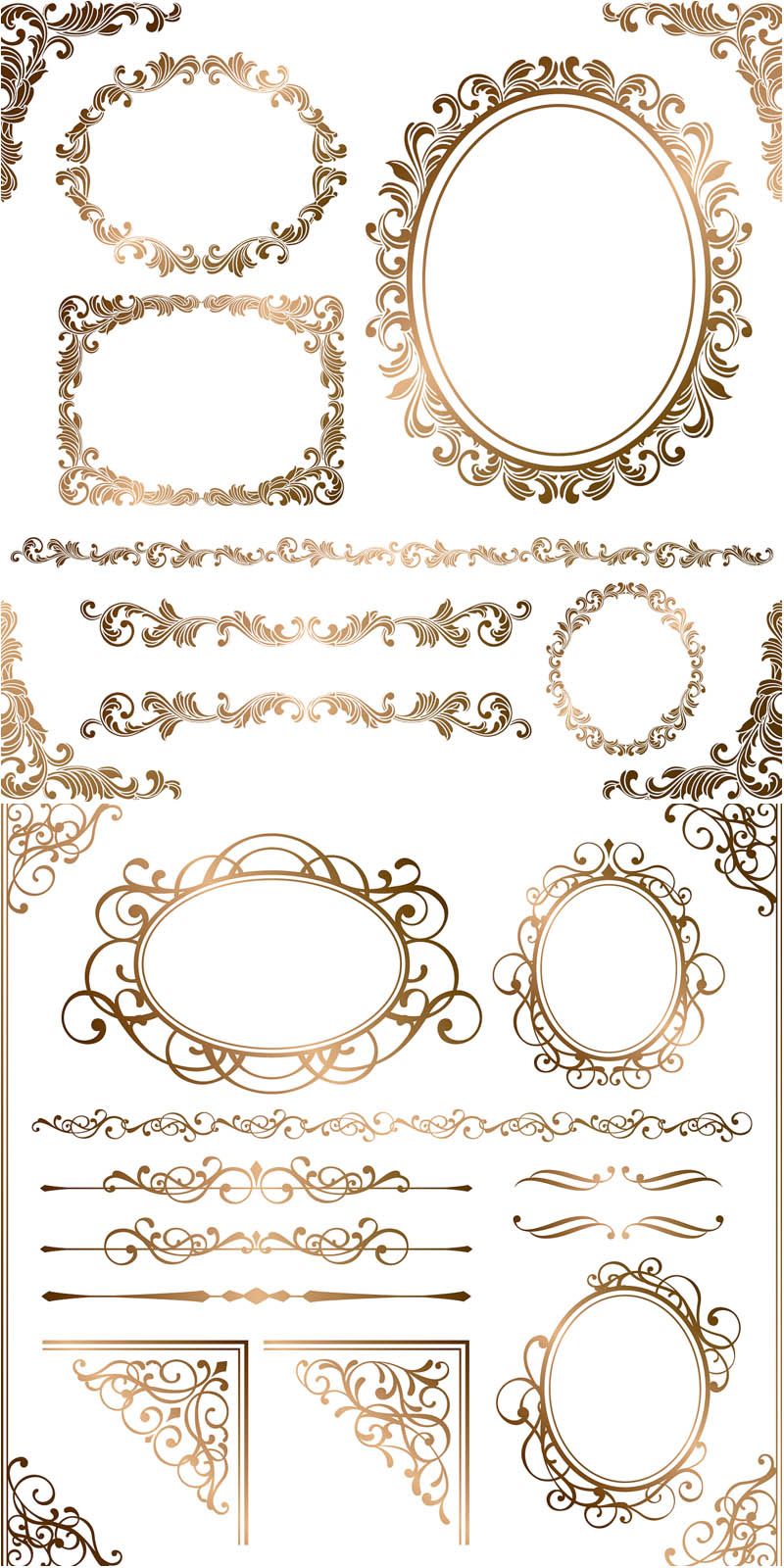 800x1600 Baroque Floral Frames, Corners And Borders Vector...ton More Free