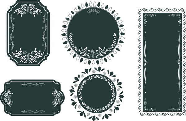 600x391 Vintage Frames Design Various Shapes In Dark Color Free Vector In
