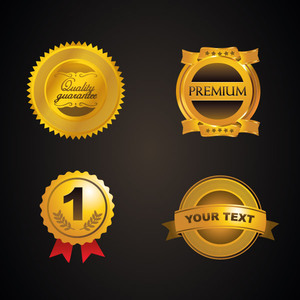 300x300 Free Vectors Golden Badges Free Vector