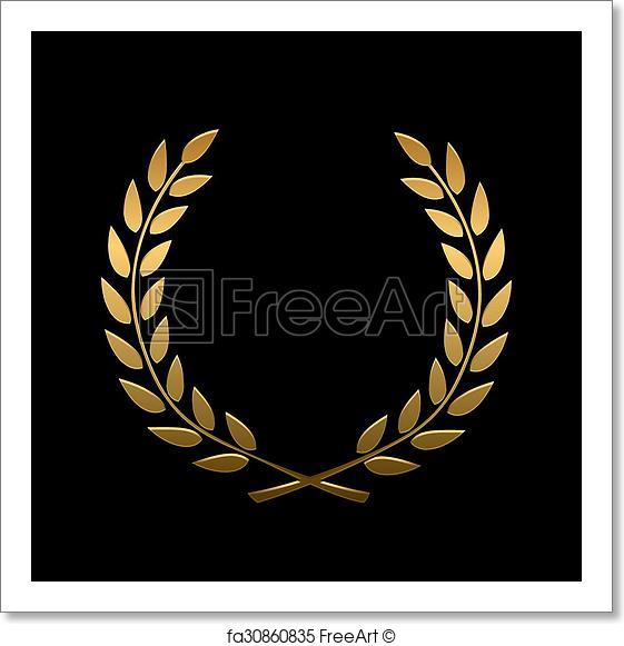 561x581 Free Art Print Of Vector Gold Award Laurel Wreath. Vector Gold