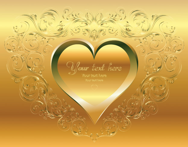 624x490 Gold Heartshaped Vector Background Free Vector 4vector