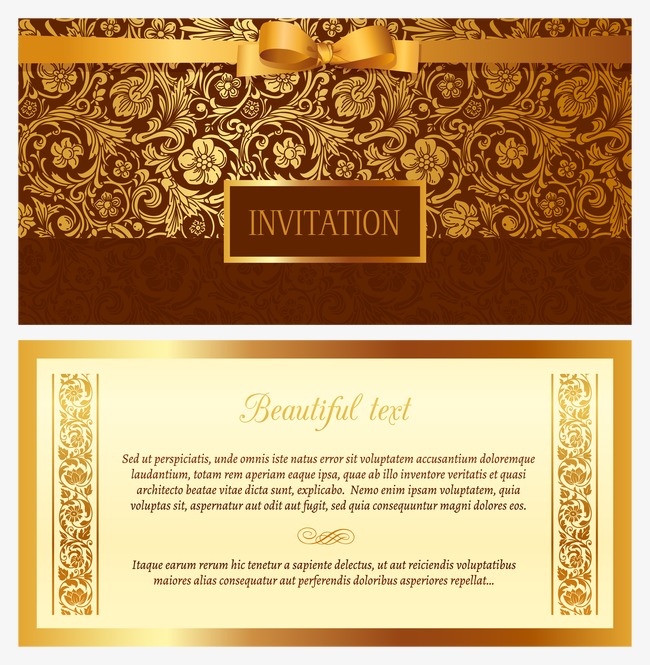 650x665 Vector Golden Invitation, Gold Pattern Shading, Gold Background